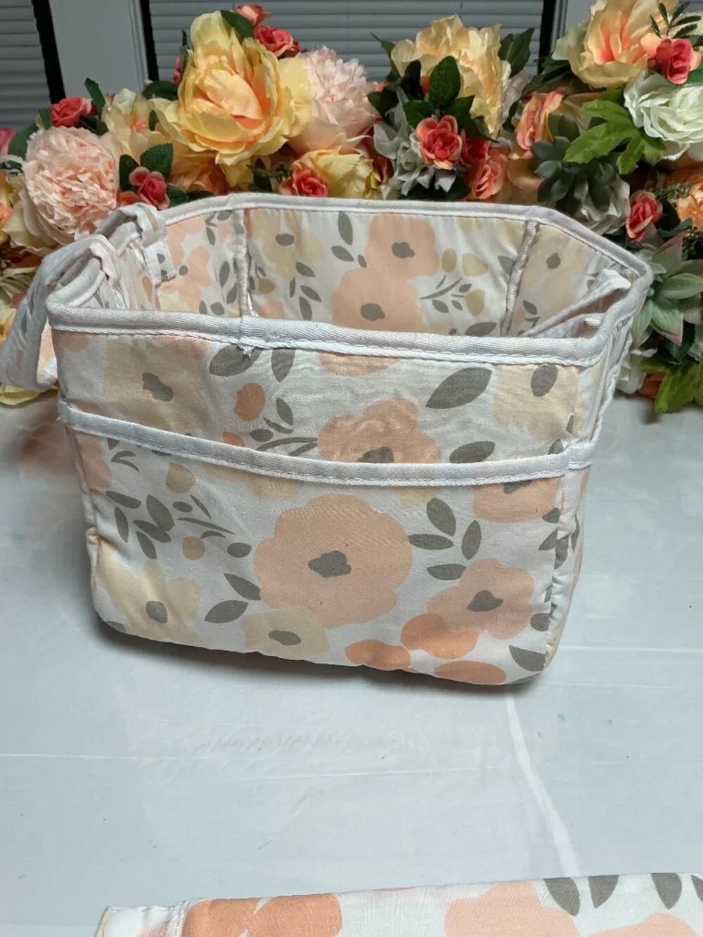 Trend Lab Floral Diaper Caddy Nursery Organizer Removable Dividers
